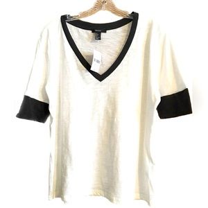 NWT Forever Ivory/Charcoal Tee Size Large